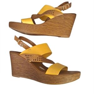 Stylish Yellow Wedge Sandals